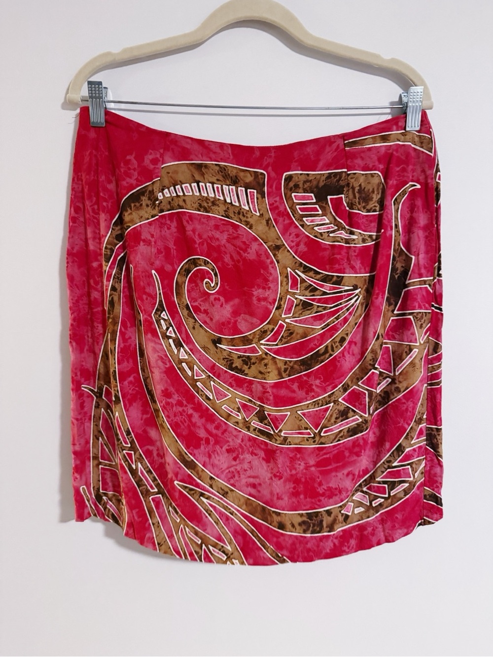 Wahine Toa - Red and Brown Tapa Print Skirt